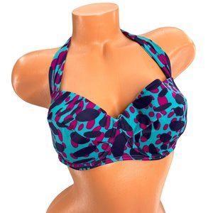 Victorias Secret Bikini Swim Top Womens Blue Purple Animal Print Underwire Sz S